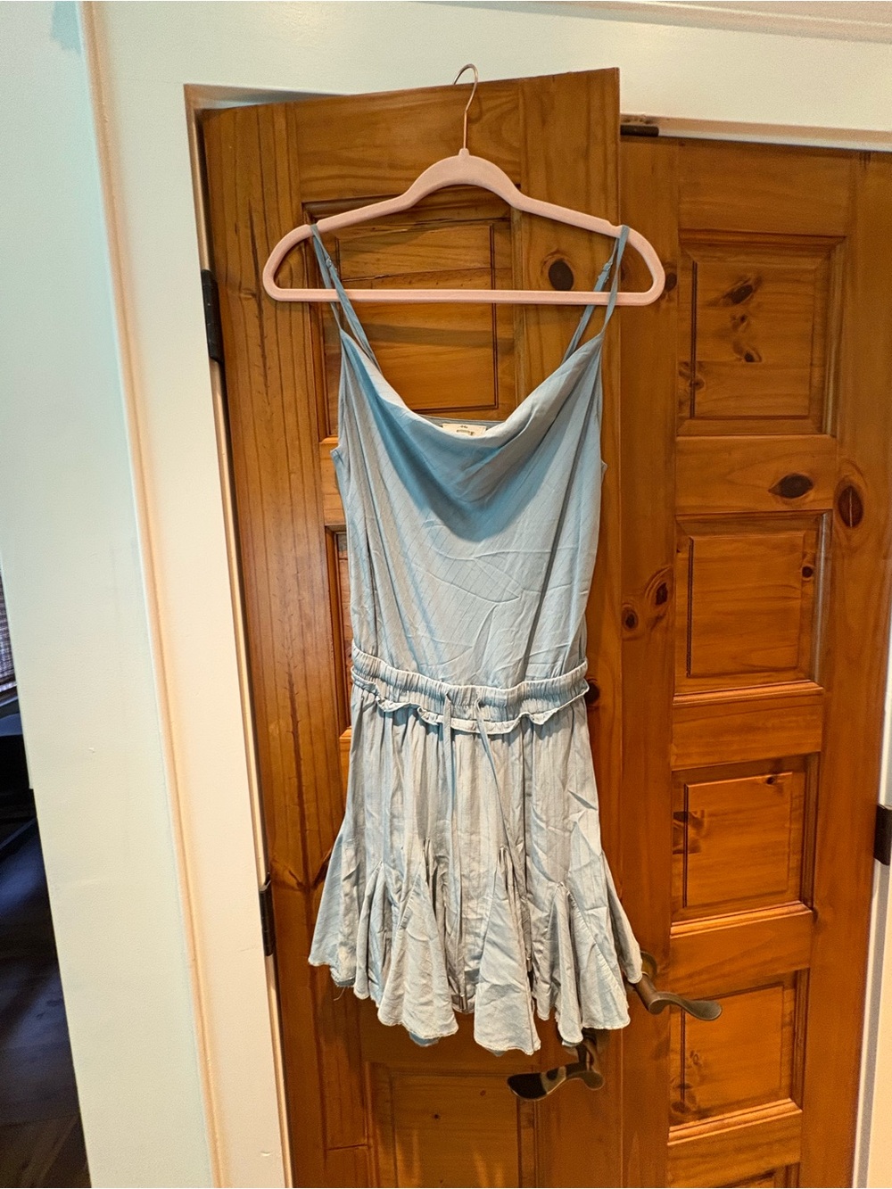 ENTRO Light Blue Spaghetti Strap Sundress